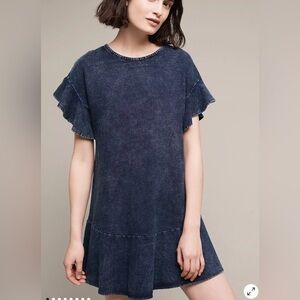Anthropologie Saturday Sunday blue ruffle indigo dress size medium